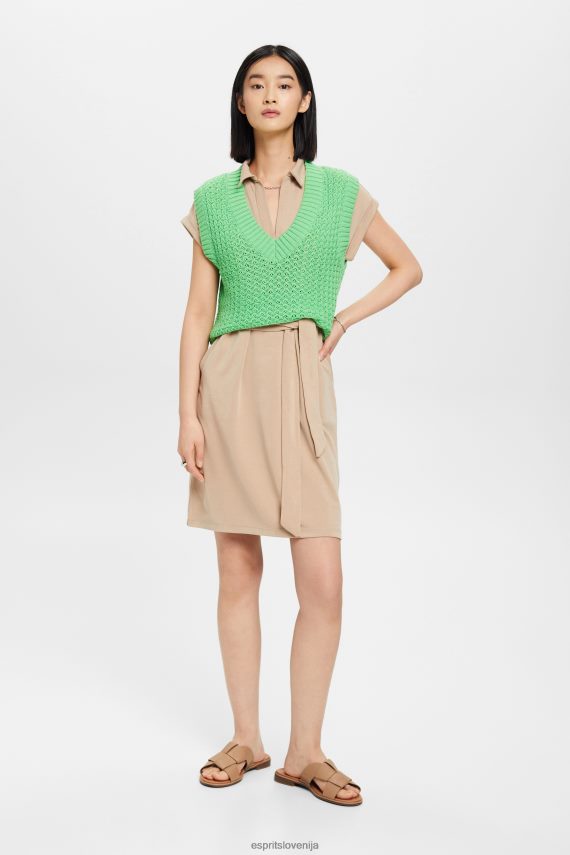 obleke sl Esprit ženske midi obleka z v izrezom taupe 6X44674