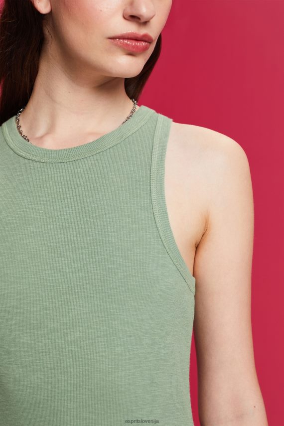 obleke sl Esprit ženske mini obleka iz mešane tkanine bledo kaki 6X44670