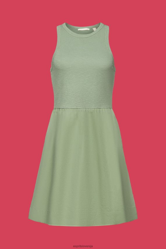 obleke sl Esprit ženske mini obleka iz mešane tkanine bledo kaki 6X44670