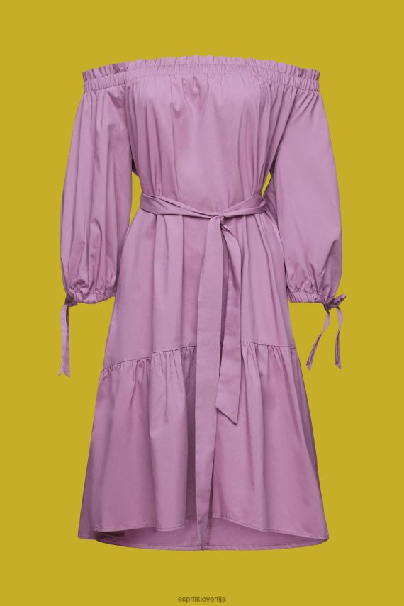 obleke sl Esprit ženske mini obleka iz poplina z odprtimi rameni vijolična 6X446180