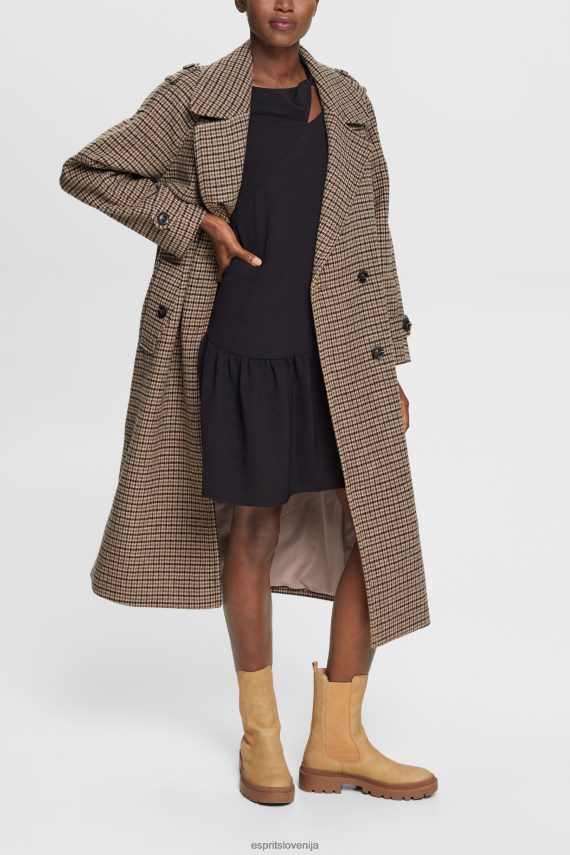 obleke sl Esprit ženske mini obleka z izrezom Črna 6X446429