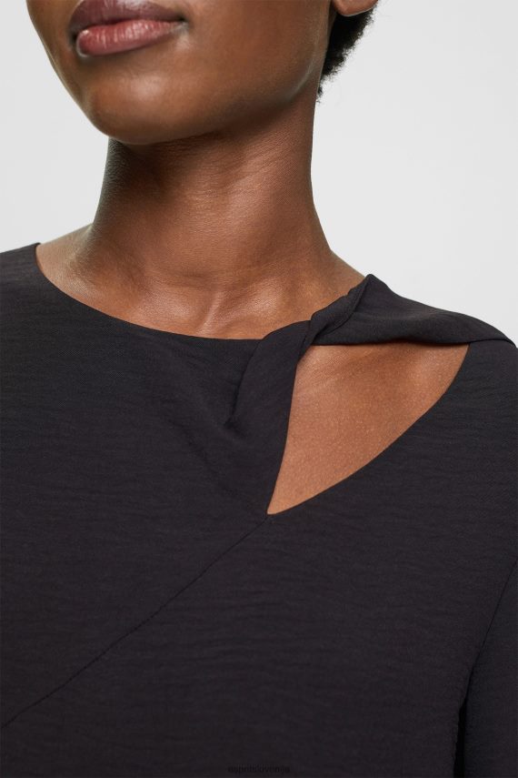 obleke sl Esprit ženske mini obleka z izrezom Črna 6X446429