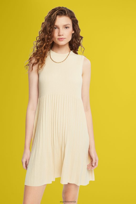 obleke sl Esprit ženske nagubana in široka obleka pesek 6X446383