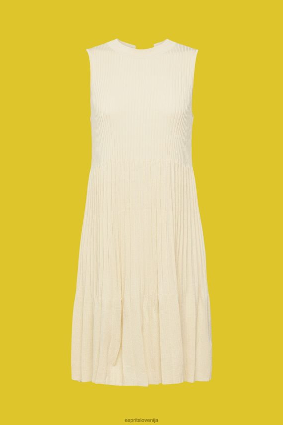 obleke sl Esprit ženske nagubana in široka obleka pesek 6X446383