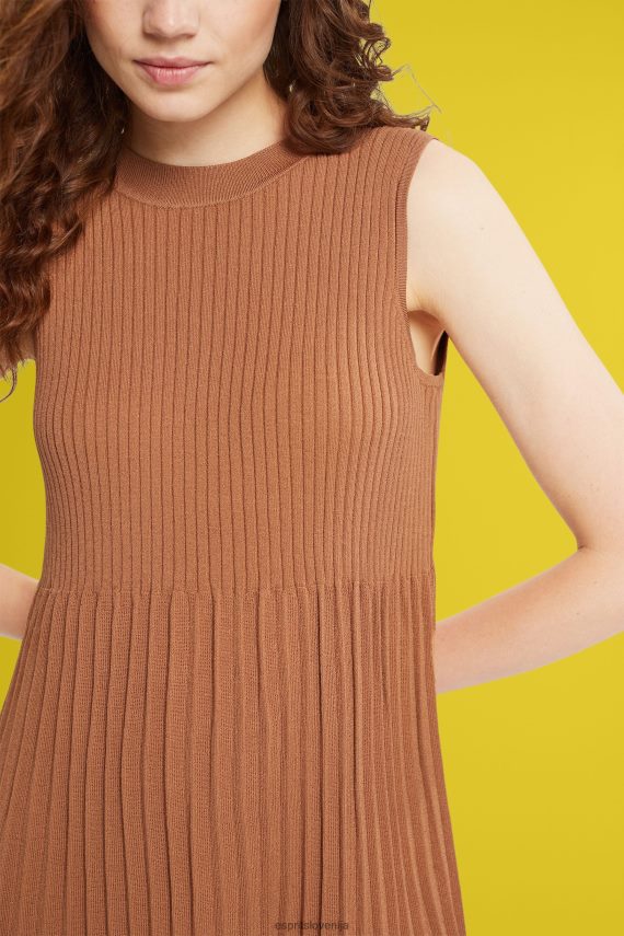 obleke sl Esprit ženske nagubana in široka obleka rjav 6X446382