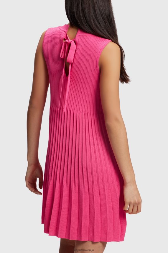 obleke sl Esprit ženske nagubana in široka obleka roza fuksija 6X446385