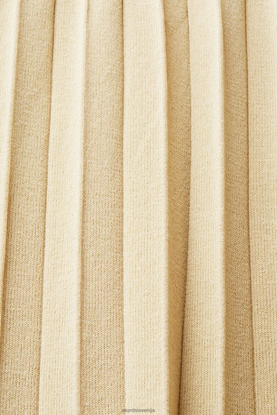 obleke sl Esprit ženske nagubana maksi obleka brez rokavov z okroglim izrezom svetlo bež 6X446125