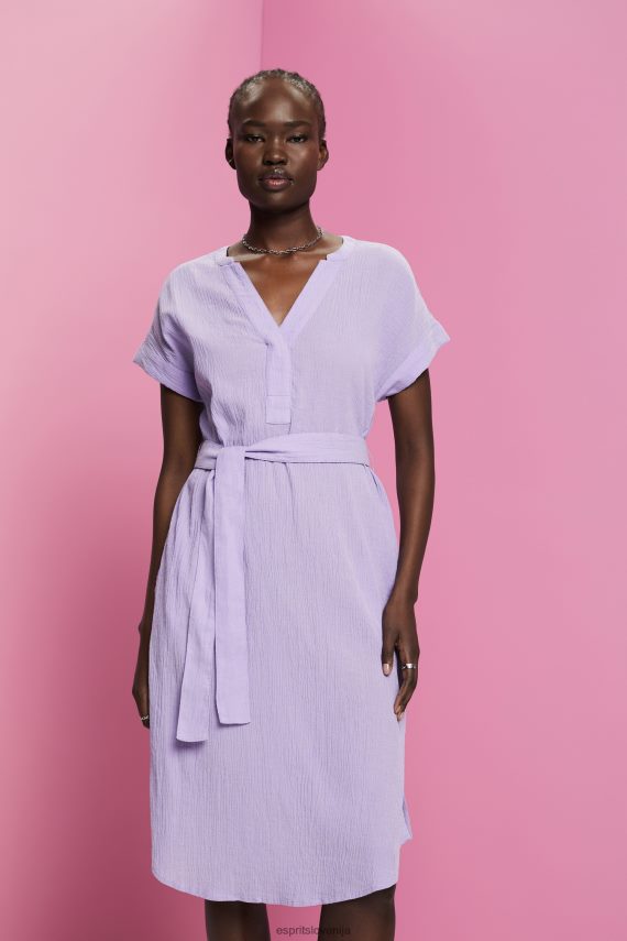 obleke sl Esprit ženske nagubana midi obleka s pasom bela 6X44654