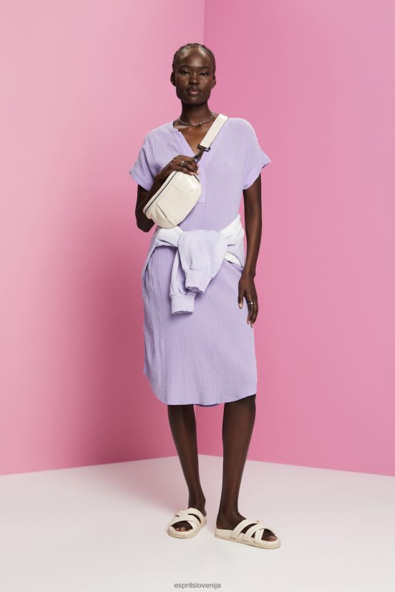 obleke sl Esprit ženske nagubana midi obleka s pasom bela 6X44654