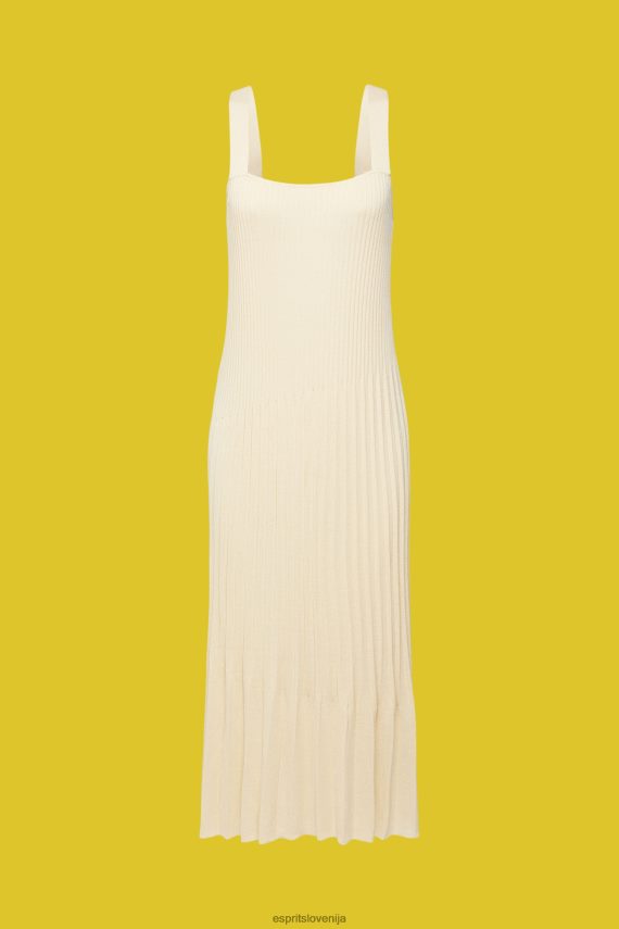 obleke sl Esprit ženske nagubana obleka z naramnicami pesek 6X446492