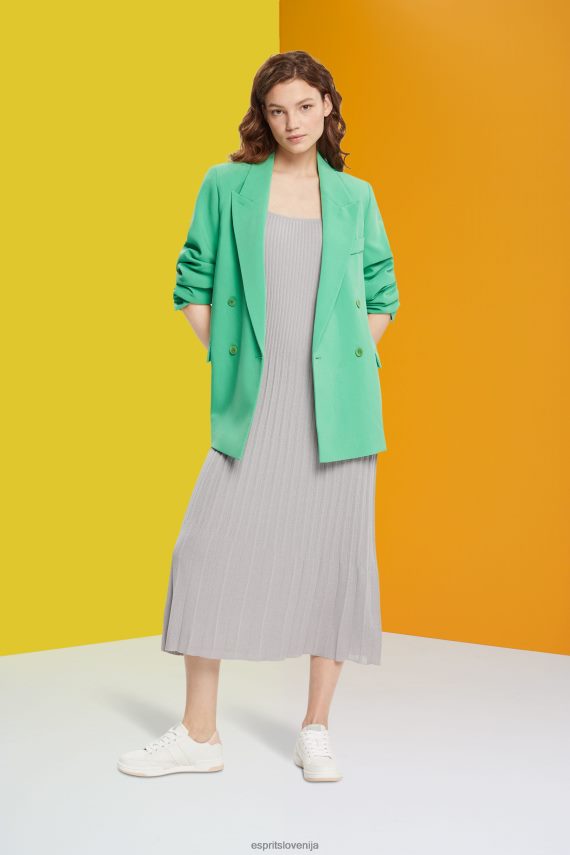 obleke sl Esprit ženske nagubana obleka z naramnicami srednje siva 6X446490