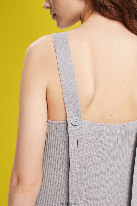 obleke sl Esprit ženske nagubana obleka z naramnicami srednje siva 6X446490