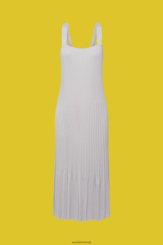 obleke sl Esprit ženske nagubana obleka z naramnicami srednje siva 6X446490