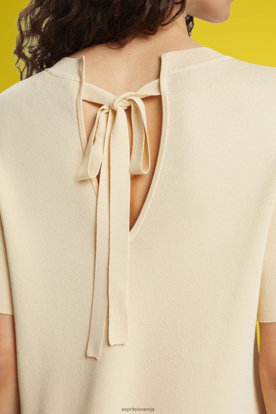 obleke sl Esprit ženske nagubana peplum obleka pesek 6X446489