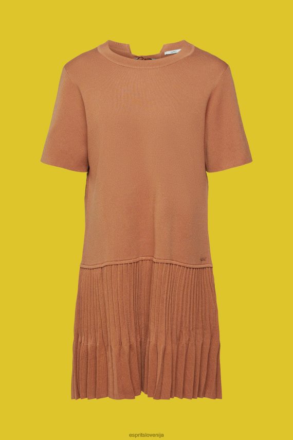 obleke sl Esprit ženske nagubana peplum obleka rjav 6X446488