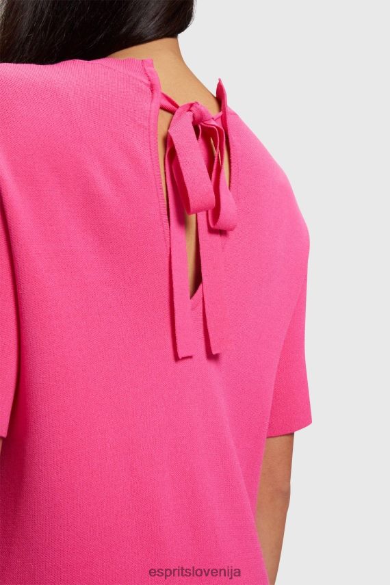 obleke sl Esprit ženske nagubana peplum obleka roza fuksija 6X446380