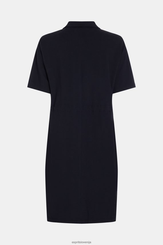 obleke sl Esprit ženske nagubana polo obleka dolphin tennis club Črna 6X446501