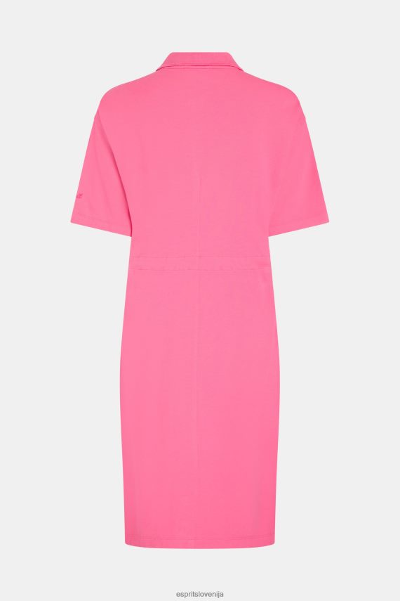 obleke sl Esprit ženske nagubana polo obleka dolphin tennis club roza 6X446503