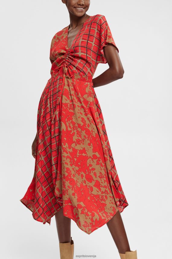 obleke sl Esprit ženske obleka z mešanim vzorcem, lenzing ecovero rdeča 6X446547