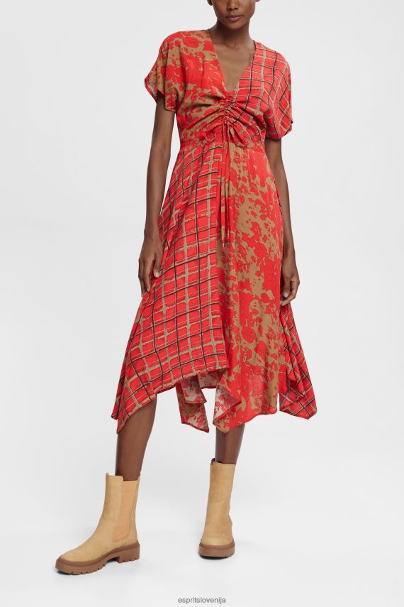 obleke sl Esprit ženske obleka z mešanim vzorcem, lenzing ecovero rdeča 6X446547