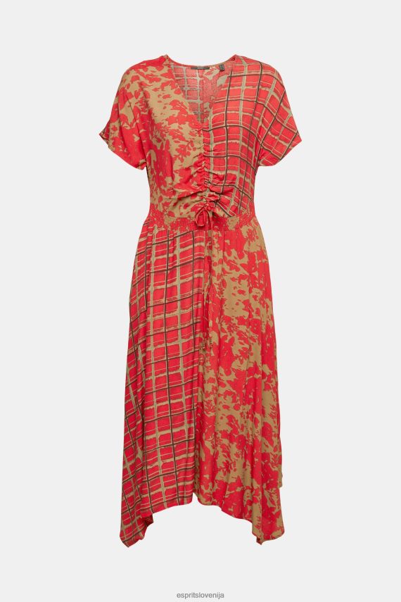 obleke sl Esprit ženske obleka z mešanim vzorcem, lenzing ecovero rdeča 6X446547