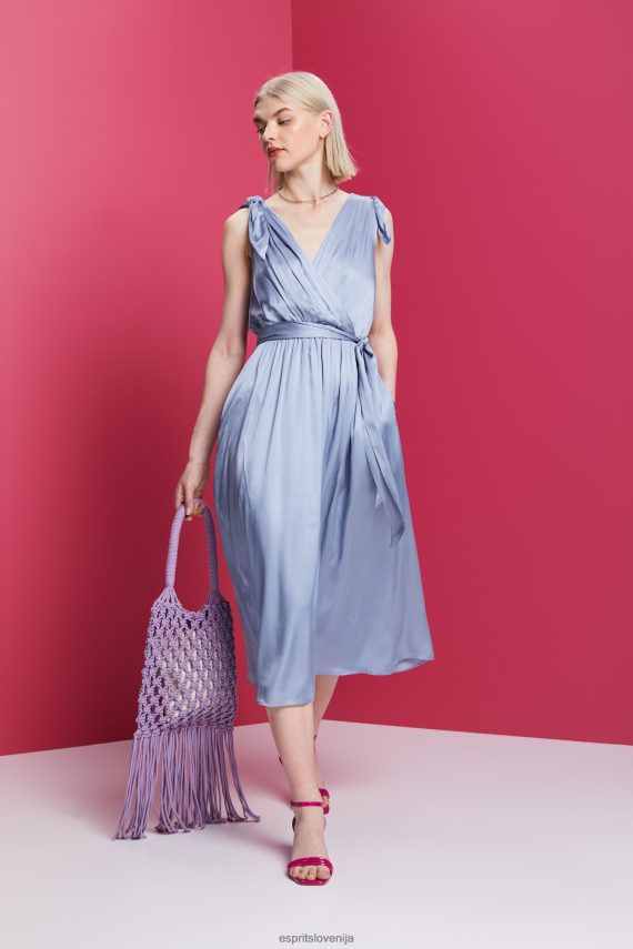 obleke sl Esprit ženske obleke lahke tkanine svetlo modra sivka 6X446138