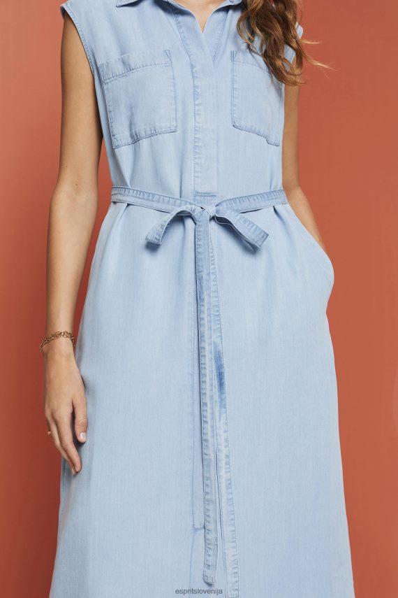 obleke sl Esprit ženske obleke tkane pranje modre svetlobe 6X446181