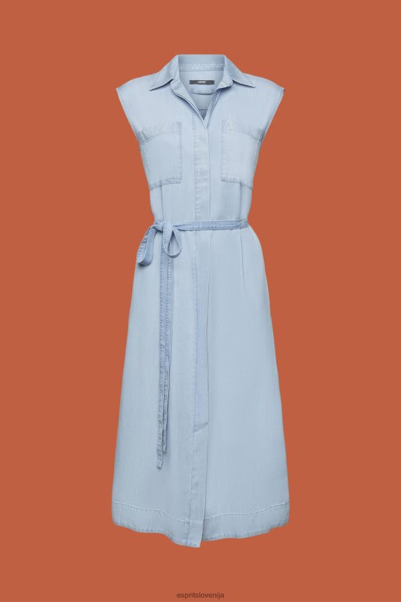 obleke sl Esprit ženske obleke tkane pranje modre svetlobe 6X446181