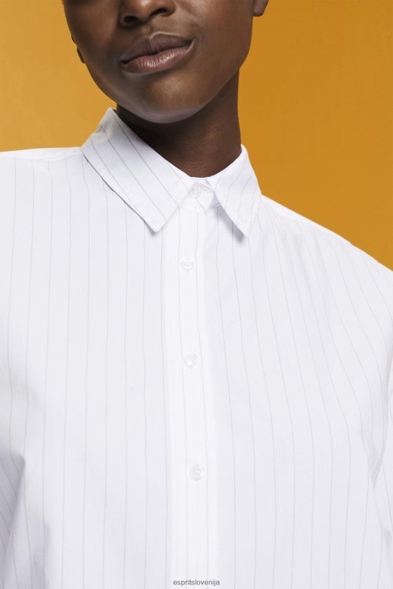 obleke sl Esprit ženske črtasta srajčna obleka, 100% bombaž bela 6X446277