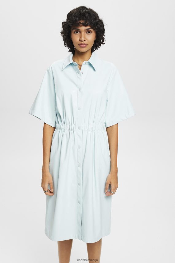 obleke sl Esprit ženske srajčna obleka iz umetnega usnja svetlo vodno zelena 6X446295