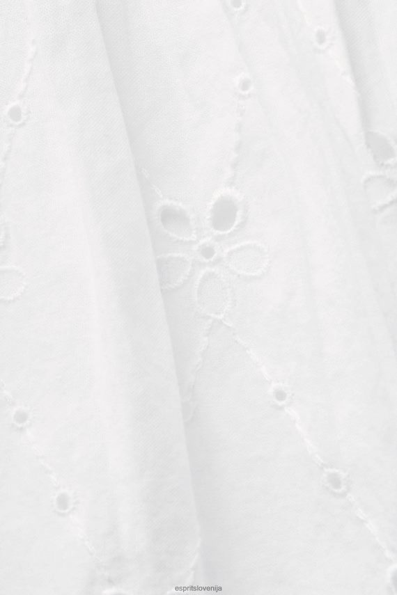 obleke sl Esprit ženske vezena obleka, 100% bombaž bela 6X446186