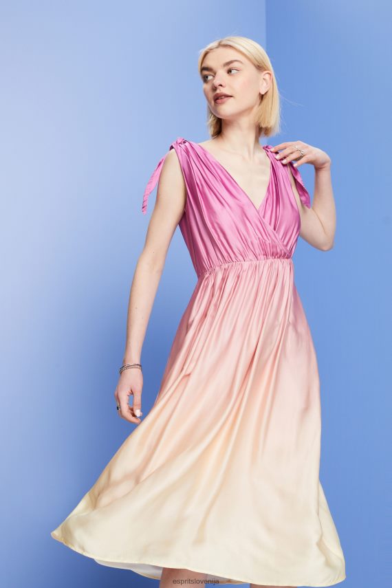 obleke sl Esprit ženske vzorčasta midi obleka, lenzing ecovero bela 6X44676