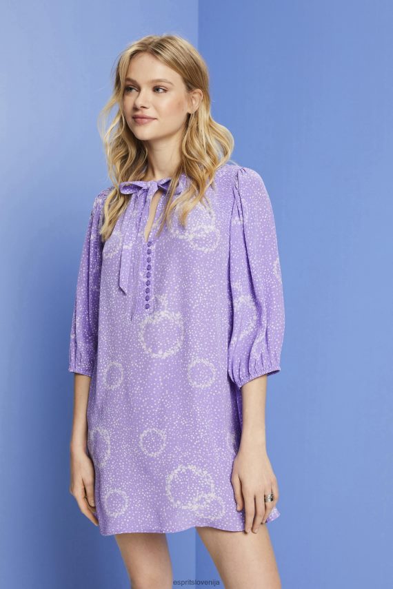 obleke sl Esprit ženske vzorčasta mini obleka z metuljčkom bela 6X446230