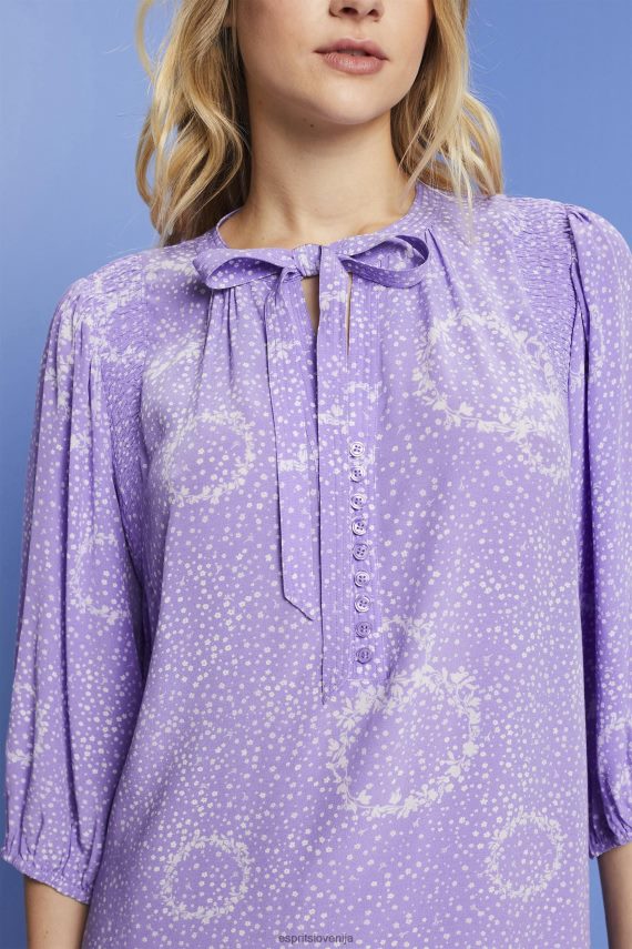 obleke sl Esprit ženske vzorčasta mini obleka z metuljčkom bela 6X446230