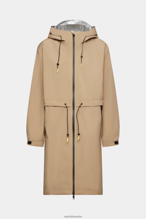 plašči sl Esprit ženske dežni plašč s kapuco na vrvico kamela 6X446306
