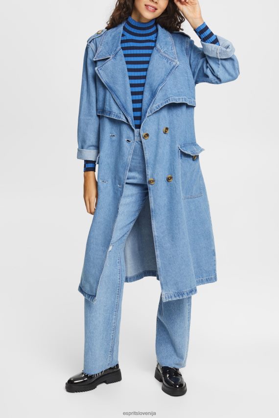 plašči sl Esprit ženske denim trenčkot pranje modre svetlobe 6X446486