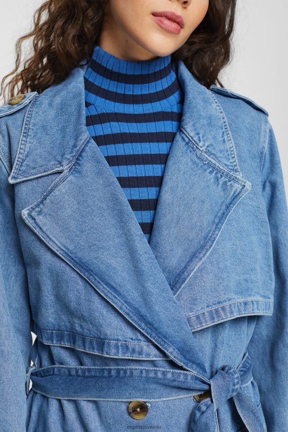 plašči sl Esprit ženske denim trenčkot pranje modre svetlobe 6X446486