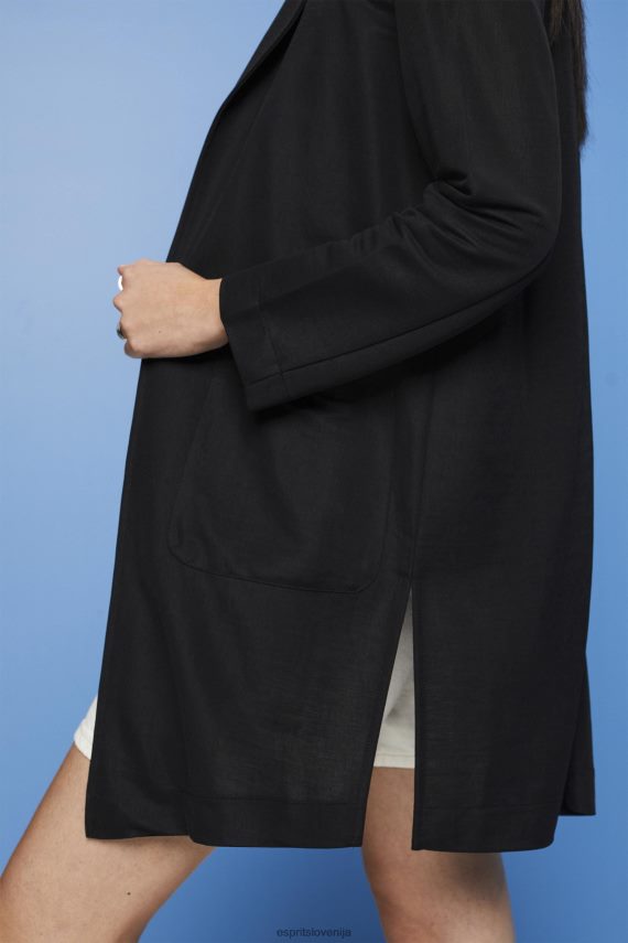 plašči sl Esprit ženske dolg džersi blazer, lenzing ecovero Črna 6X446240