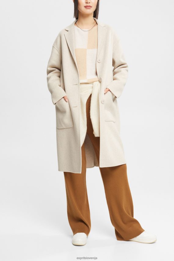 plašči sl Esprit ženske plašč iz mešanice volne krem bež 6X446561