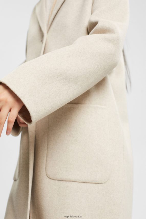 plašči sl Esprit ženske plašč iz mešanice volne krem bež 6X446561