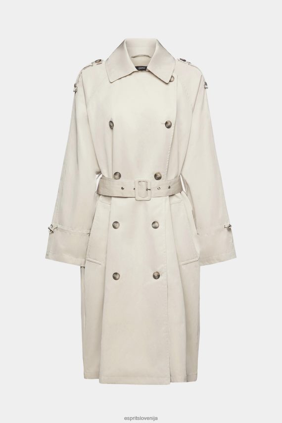 plašči sl Esprit ženske trenčkot z dvojnim zapenjanjem svetlo taupe 6X446266