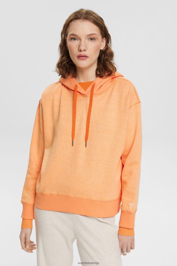puloverji in puloverji s kapuco sl Esprit ženske hoodie s srčkom zlato oranžna 6X446353