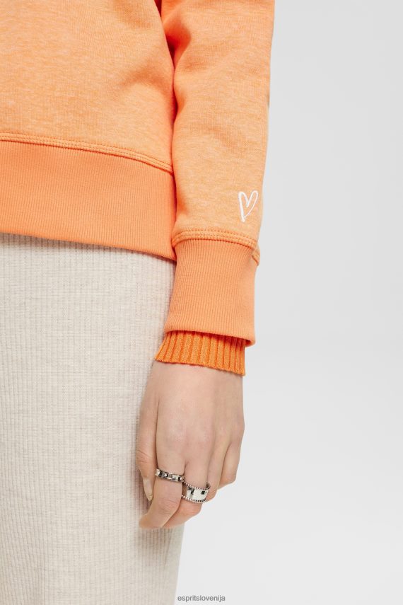 puloverji in puloverji s kapuco sl Esprit ženske hoodie s srčkom zlato oranžna 6X446353