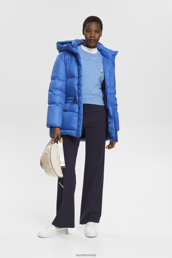 puloverji in puloverji s kapuco sl Esprit ženske odrezana jopica svetlo modra sivka 6X446156