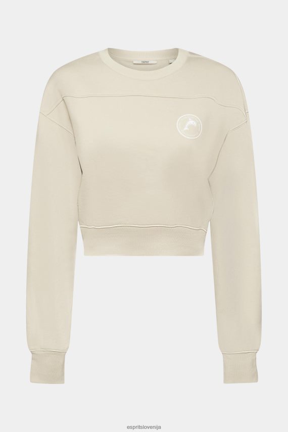 puloverji in puloverji s kapuco sl Esprit ženske odrezana jopica svetlo taupe 6X446154