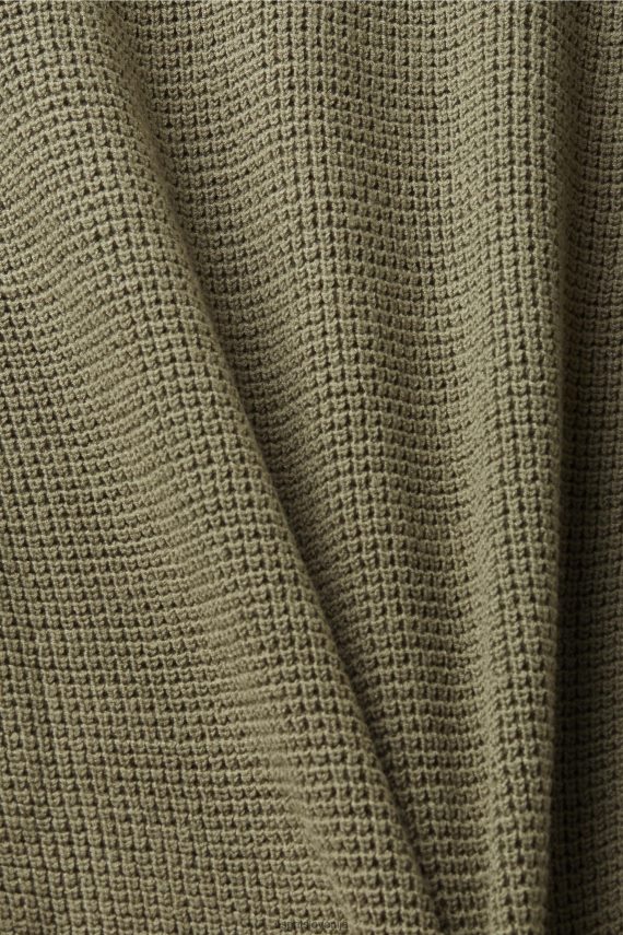 puloverji in puloverji s kapuco sl Esprit ženske pleten pulover s kapuco svetlo kaki 6X446244