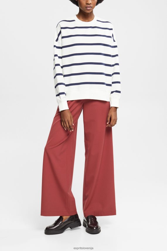 puloverji in puloverji s kapuco sl Esprit ženske potiskana puloverica s c-izrezom umazano bela 6X446347