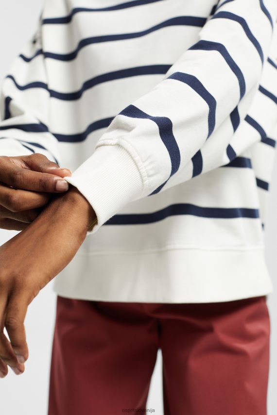 puloverji in puloverji s kapuco sl Esprit ženske potiskana puloverica s c-izrezom umazano bela 6X446347