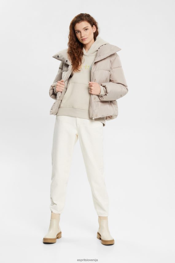 puloverji in puloverji s kapuco sl Esprit ženske pulover s kapuco s kenguru žepom svetlo taupe 6X446350