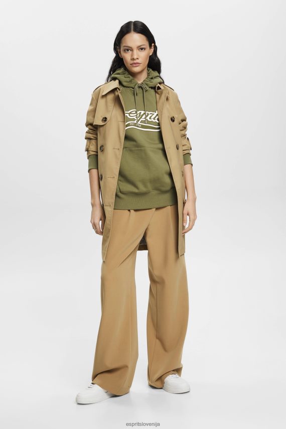 puloverji in puloverji s kapuco sl Esprit ženske pulover s kapuco s potiskom logotipa olivno 6X446170